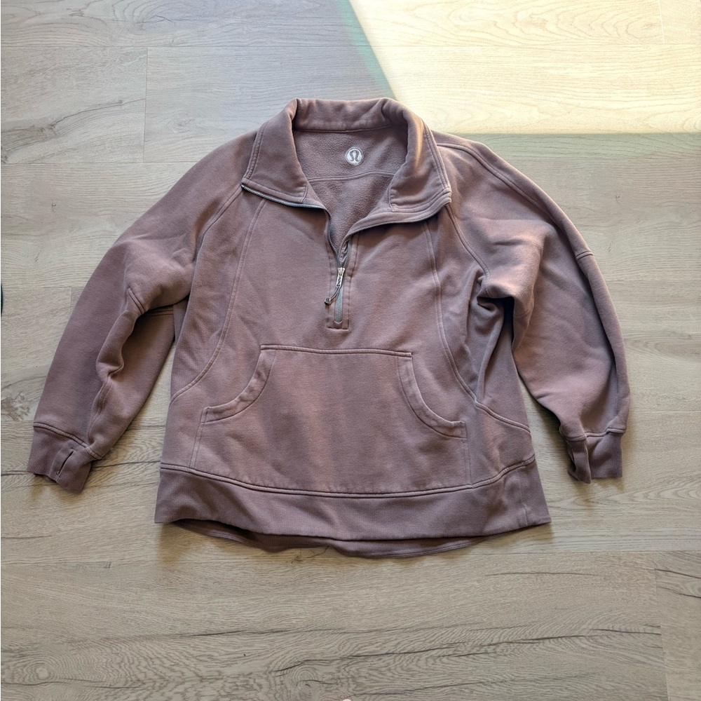 lululemon women’s Scuba Half Zip Long Pullover in Dusty Rose/Tan Sz XL/XXL GUC
